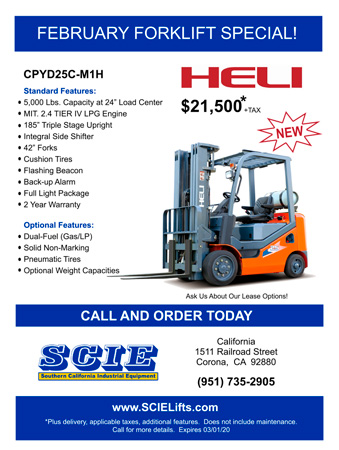 SCIE February Forklift Special